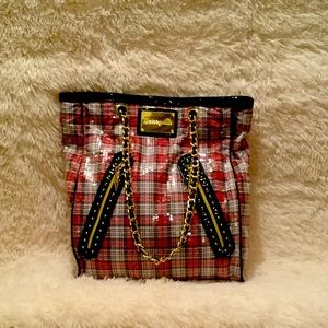 Plaid sequined Betsey Johnson tote